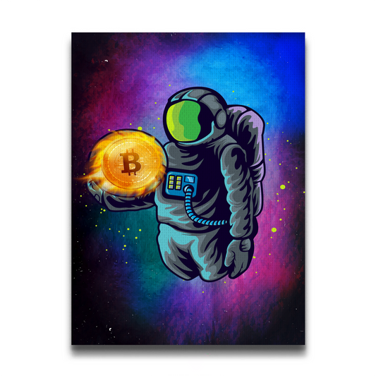 Astro Man Holding Bitcoin - Futuristic Crypto Art | Digital Download - The Snap Art